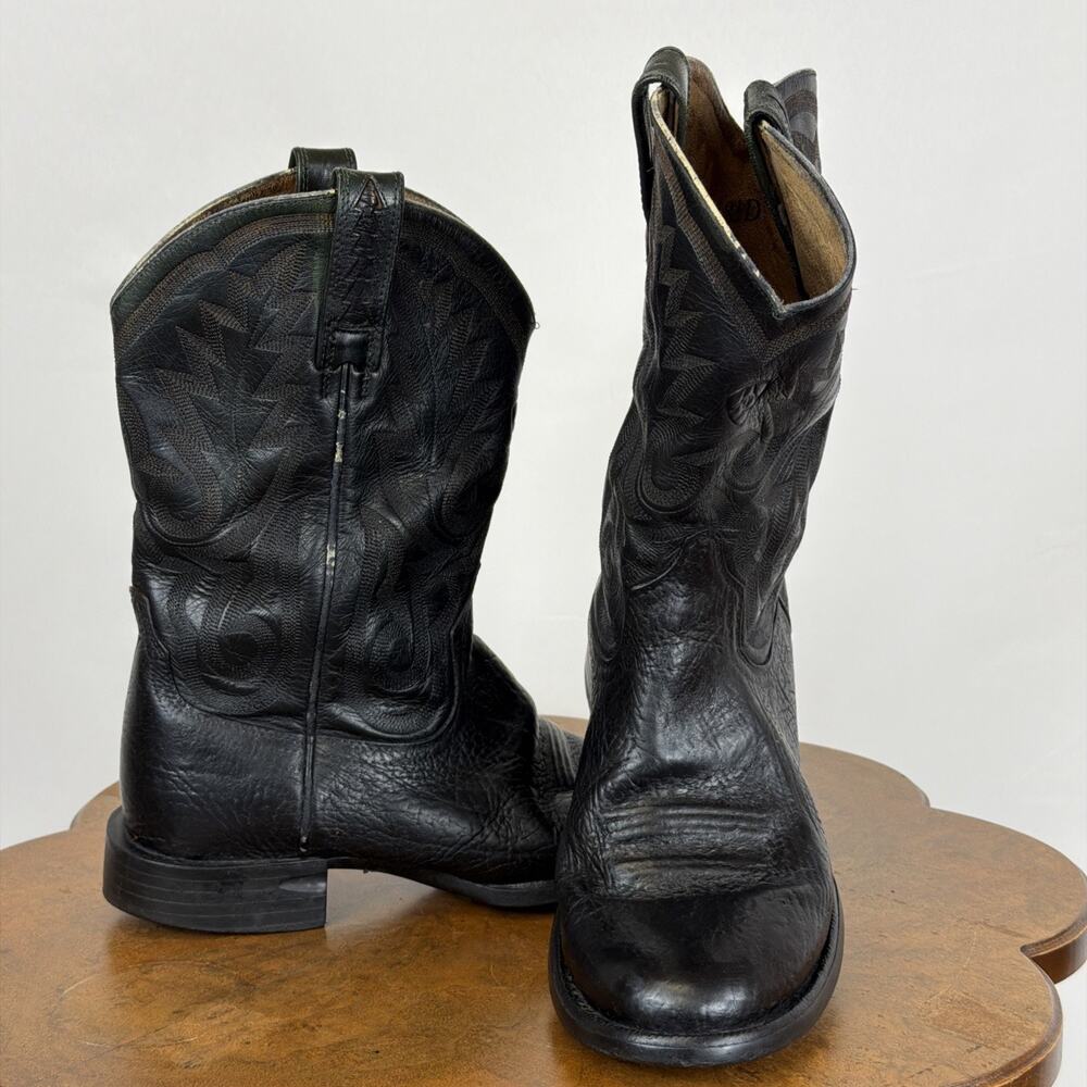 Ariat Black Pebbled Leather Western Boots Round Toe Tonal Stitching Men's 8.5
